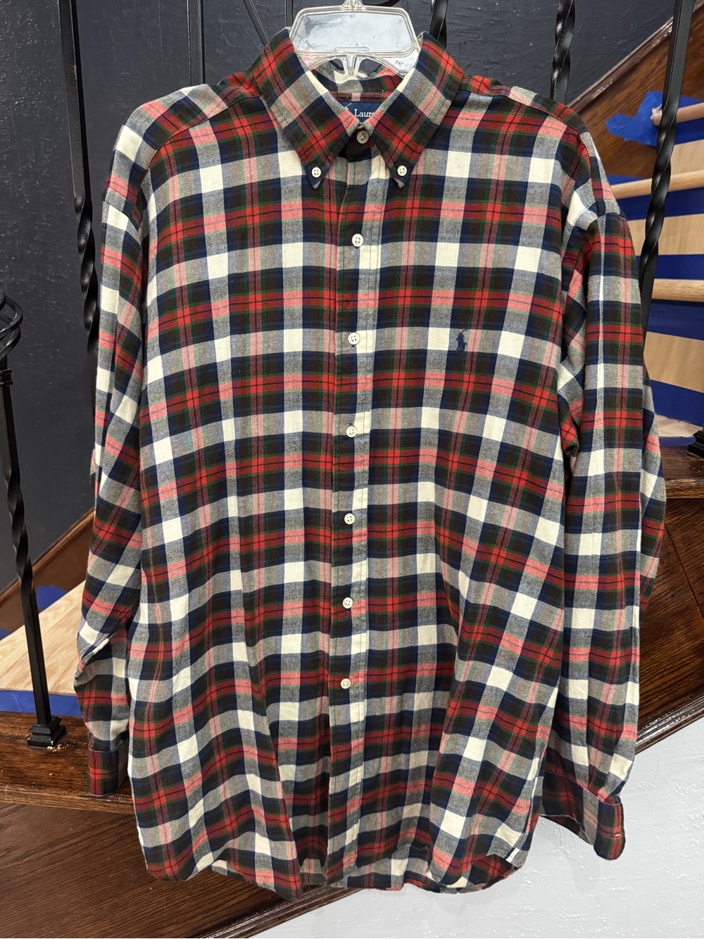 Ralph Lauren Red, Green and Cream Plaid Button-Down Shirt
